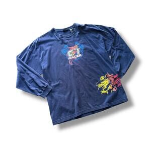 Y2K Navy 07 Racer Wrap Around Dragon Long Sleeve Tee